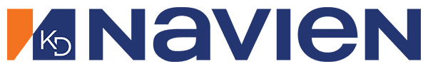 Orange and blue logo reading navien